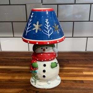 Kohl's Snowman Lamp with Blue and Red Accents